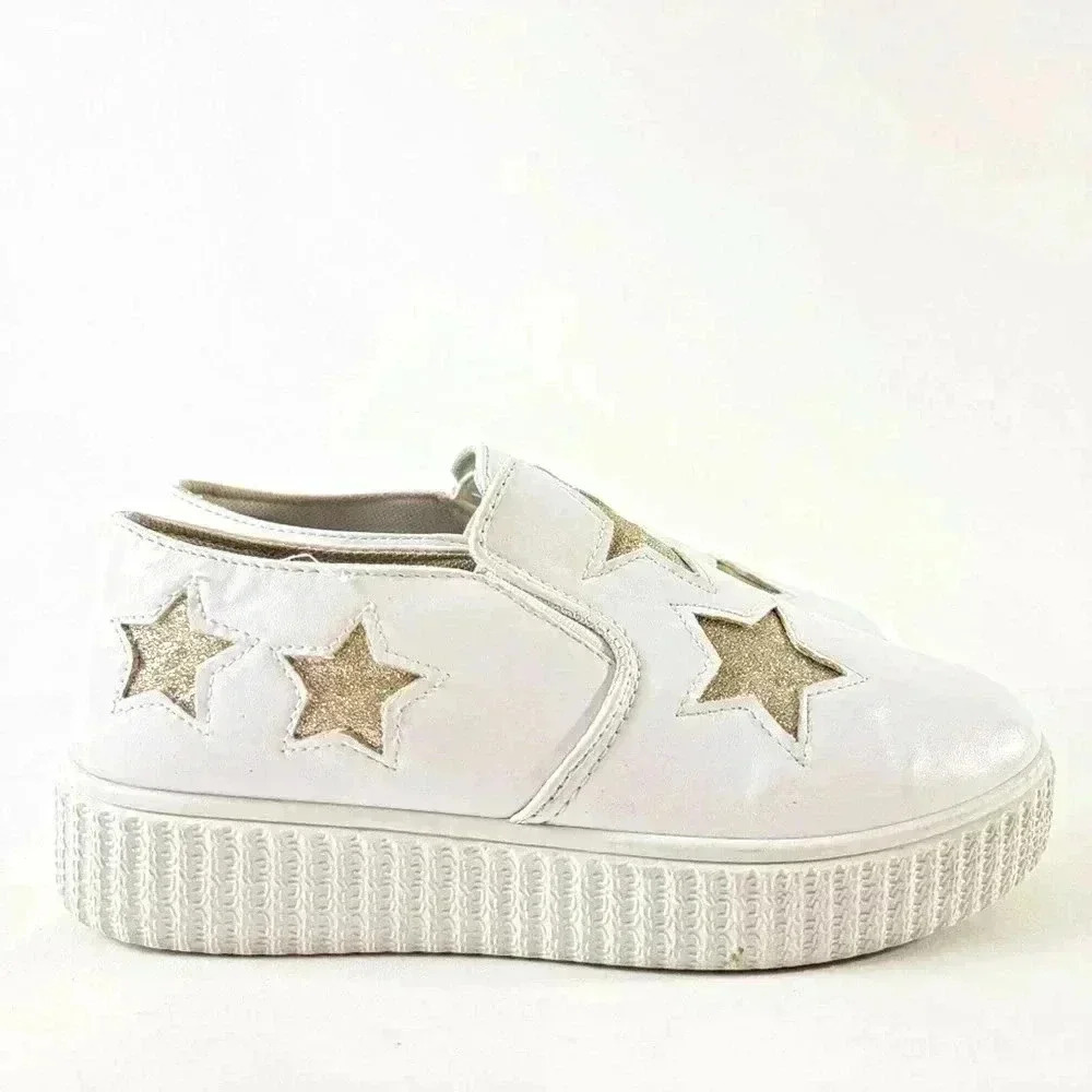 Chunky White Leather Platform Sneakers - 7